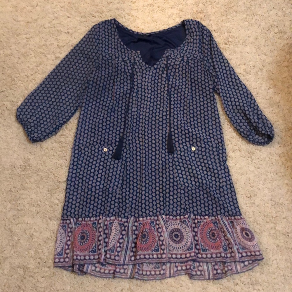 Navy Printed Tunic Dress Size XS
